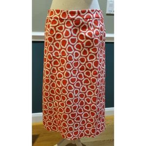 Boden orangy- red and white spring skirt NWT